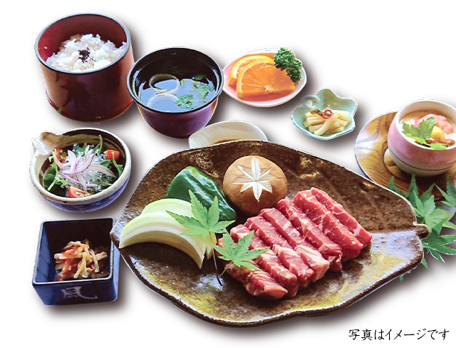 Japanese beef grilled on earthenware utensils (Set)including coffee or tea